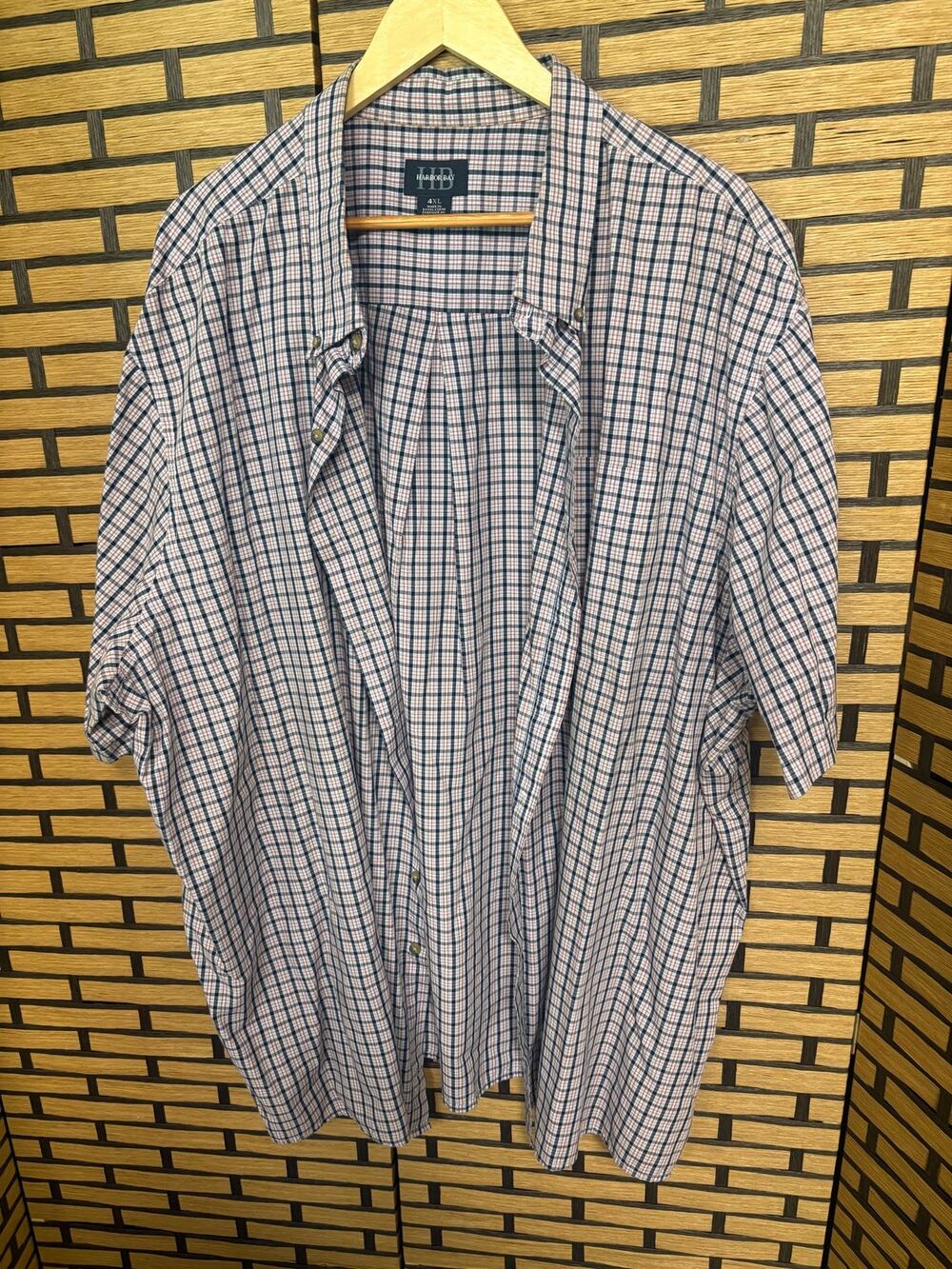 Harbor Bay Red And Blue Plaid Short Sleeve Button‎ Down Shirt Size 4X